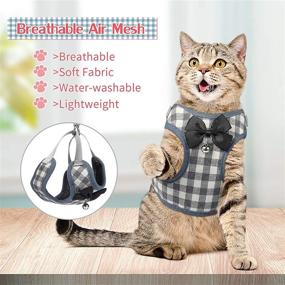 img 3 attached to 🐱 SATINIOR Cat Harness and Leash Set - Escape Proof Vest with Bell and Bow-Knot Decoration for Safe Walking, Ideal for Cats and Puppies