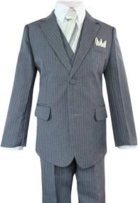 img 3 attached to 👔 Stylish Luca Gabriel 5 Piece Pinstripe Toddler Boys' Suit and Handkerchief Set - Perfect for Special Occasions