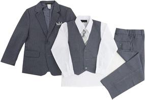 img 2 attached to 👔 Stylish Luca Gabriel 5 Piece Pinstripe Toddler Boys' Suit and Handkerchief Set - Perfect for Special Occasions