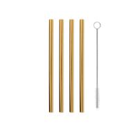 w&amp;p porter stainless steel metal straws with cleaner brush, 5 inch 🥤 gold, set of 4, reusable eco-friendly straws, sustainable & portable for on-the-go use logo