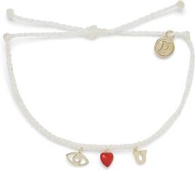 img 1 attached to 💖 Pura Vida Silver/Gold Eye Love You Bracelet - Waterproof, Adjustable Band - Plated Charm by Prominent Brand