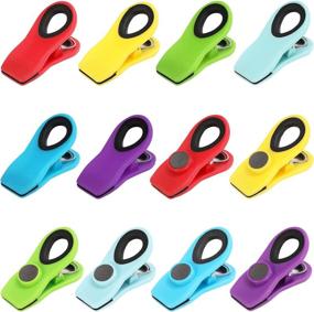 img 4 attached to 🔖 Magnetic Bag Clips, 12 Pack of 6 Assorted Bright Colors for Refrigerator, Chip Clips, Food Storage, Snack Bags, and Food Bags