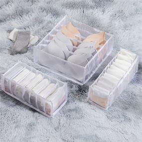 img 3 attached to 📦 CLEACE Foldable Underwear Drawer Organizer Set- 3 Pack, White- Keep Your Underwear, Socks, Bras, and More Neatly Organized in your Closet Cabinet with Washable Storage Boxes