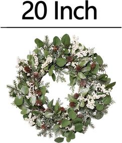 img 3 attached to 🎄 Skrantun 20 Inch Christmas Wreath: White Berry & Pine Cones + Artificial Snow - Winter Door Decorations