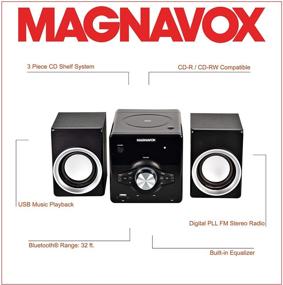 img 3 attached to 🎵 MAGNAVOX MM442 3-х канальная CD-система с полками, FM-стерео радио, Bluetooth и дистанционным управлением - Черный, Синие огни, LED-дисплей