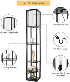 img 1 attached to 🔆 CO-Z Floor Lamp with Shelves, Etagere Lamp for Bedroom Bedside Corner Living Room, Standing Lamp with 3 Wood Display Storage Shelves, Modern LED Bulb Floor Lights