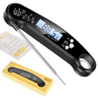 🌡️ ultimate waterproof digital instant read meat thermometer for precision cooking - folding probe, calibration function, bbq grill and candy ready, with kitchen essential - calibration bottle opener (black) logo