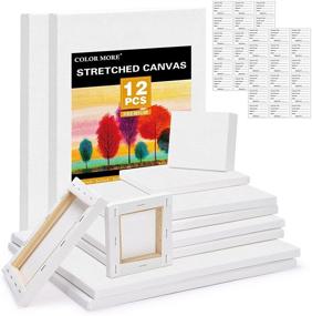 img 4 attached to 🖼️ 12-Pack of Stretched Canvas Boards: 4x4, 5x7, 8x10, 9x12, 11x14, 12x16 Inches - 2 of Each, Blank White Primed Canvas for Acrylic Pouring & Oil Painting, Ideal for Artists and Beginners, Made of 100% Cotton