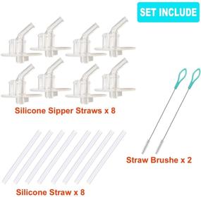 img 2 attached to Silicone Replacement Straws for Thermos Funtainer 12 Ounce Bottle (F401) - 8 Sets with Sipper Straws, Straw Stems, and Cleaning Brushes Included