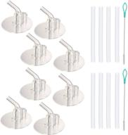 silicone replacement straws for thermos funtainer 12 ounce bottle (f401) - 8 sets with sipper straws, straw stems, and cleaning brushes included logo