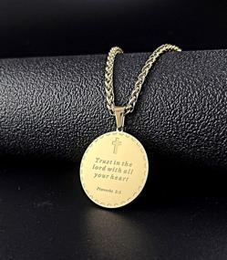 img 1 attached to 🙏 RONLLNA Bible Verse Prayer Necklace - Stainless Steel Christian Jewelry with Praying Hands Coin Medal Pendant + Free Chain