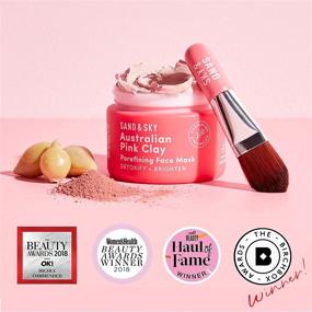 img 3 attached to Sand &amp; Sky Pink Clay Porefining Face Mask: Australian Skin Care, Pore Minimizer, and Pore Cleanser with Applicator Brush