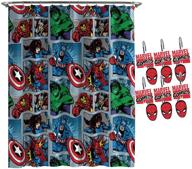 🚿 jay franco marvel avengers blast shower curtain set: featuring captain america & spiderman - official marvel product for kids bath logo