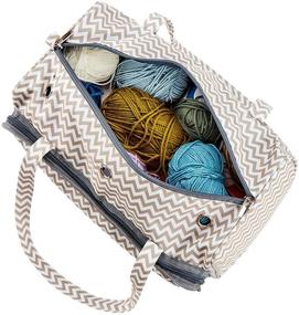 img 2 attached to HOMEST Portable Knitting Tote Bag with Oversized Grommets - Yarn Storage Organizer for Knitting Supplies, Crochet Hooks & More - Ripple Design (Patent Pending)
