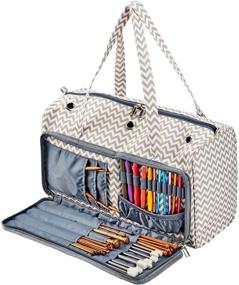 img 3 attached to HOMEST Portable Knitting Tote Bag with Oversized Grommets - Yarn Storage Organizer for Knitting Supplies, Crochet Hooks & More - Ripple Design (Patent Pending)