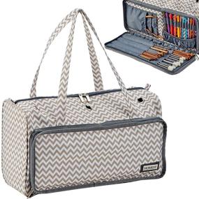img 4 attached to HOMEST Portable Knitting Tote Bag with Oversized Grommets - Yarn Storage Organizer for Knitting Supplies, Crochet Hooks & More - Ripple Design (Patent Pending)