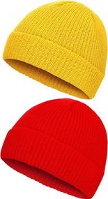 img 4 attached to Stay Warm in Style: SATINIOR 2-Piece Short Fisherman Beanie Hat for Men