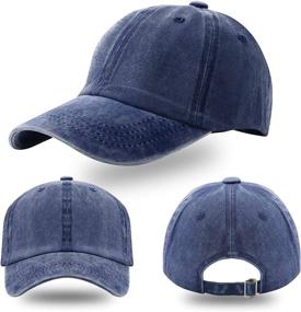 img 2 attached to Vintage Washed Distressed Baseball Cap - Unisex 5-Piece Hat, Adjustable Twill Dad Hat (Color 1)