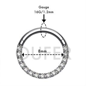 img 2 attached to 💎 Titanium Daith Earring Hoop G23 Cartilage Tragus Helix Rings 16G with CZ Paved Segment Hoop - Septum Piercing Jewelry