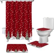 🎄 zereaa 4 piece christmas shower curtain set - non-slip rugs, toilet lid cover & bath mat | shower curtains with 12 hooks | durable waterproof bath curtain | christmas trees snowmen logo