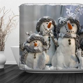 img 1 attached to Grey Christmas Scarf Snowman Shower Curtain Set by QIYI