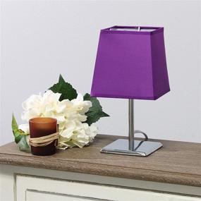 img 1 attached to 💜 Mini Chrome Squared Empire Fabric Shade Table Lamp LT2062-PRP - Stylish Purple Design