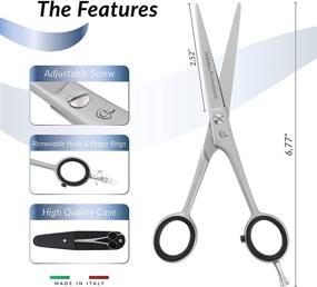 img 1 attached to 💇 Italian Hair Cutting Scissors - Professional Japanese Razor Edge Stainless Steel Hair Scissors, 6.7" Haircutting Scissors, Barber Shears for Precise Haircuts - Micro Serrated Blades Prevent Hair Slippage