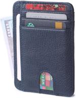 stylish men's minimalist leather wallets with credit blocking feature: perfect accessories for cards, money, and more! logo