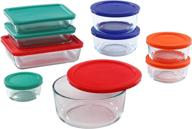 18-piece set of pyrex simply store meal prep glass food storage containers with bpa free lids - oven safe and multicolored логотип