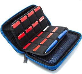 img 2 attached to BRENDO Nintendo 2DS XL/3DS XL/3DS Carrying Case - Fits 🎮 Wall Charger, 24 Game Cartridge Holders & Large Stylus – Black/Blue