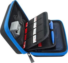 img 4 attached to BRENDO Nintendo 2DS XL/3DS XL/3DS Carrying Case - Fits 🎮 Wall Charger, 24 Game Cartridge Holders & Large Stylus – Black/Blue