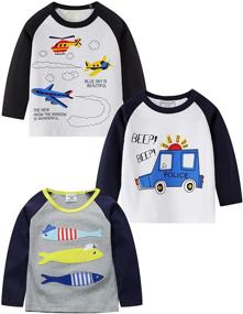 img 4 attached to Adorable Miss Bei Long Sleeve Dinosaurs Dinosaurs2 Boys' Clothing: A Stylish Pick for Little Dino Lovers