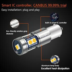 img 2 attached to 🚦 DuaBhoi 2x500LM BA9S LED Bulb - Canbus, 99% Compatibility, Ba9 T4w, 1893 1895 53 57 64111, 3030 Chips - Car Interior Indicator Rear Fog Door Map Reading Dome Parking Lot City Side Marker Light - Amber Yellow