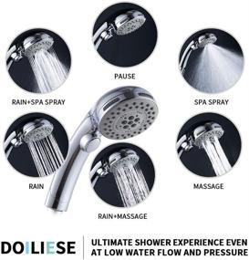 img 3 attached to 🚿 DOILIESE High Pressure 6-Setting Hand-Held Shower Head with ON/OFF Switch and Spa Spray Mode - Handheld Shower Head with Handheld Spray & Hose - Chrome Finish