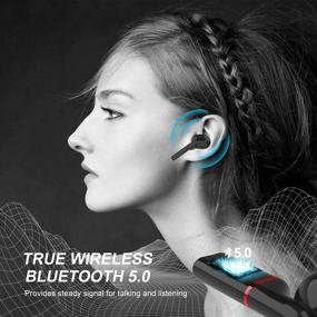 img 3 attached to 🎧 Беспроводные наушники Basskye Bluetooth 5.0 с чехлом для зарядки - TWS стерео наушники для спорта - Глубокий бас и высококачественный звук.