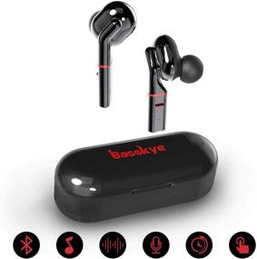 img 4 attached to 🎧 Беспроводные наушники Basskye Bluetooth 5.0 с чехлом для зарядки - TWS стерео наушники для спорта - Глубокий бас и высококачественный звук.