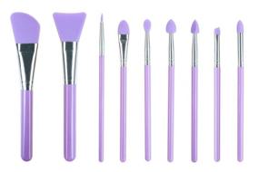 img 4 attached to 💜 LORMAY 9-Piece Silicone Makeup Brush Set: Face Applicator for Care, Eyeliner, Eyebrow, Eye Shadow, Lip Makeup & UV Epoxy Resin - Purple