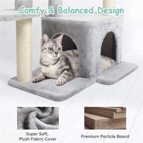 img 1 attached to CATROMANCE 35.4in Multi-Level Cat Tree Tower with Scratching Board, Sisal-Covered Posts, Top Perch, Basket, and Cat Condo - Cat Play House for Indoor Cats and Kittens