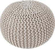 18 inch hand-knitted cotton pouf ottoman - champagne color, ideal for living room, bedroom, and kids room - small furniture for comfortable seating, footrest, or bean bag chair logo