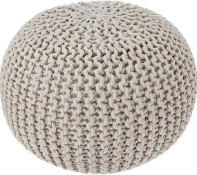 img 3 attached to 18 Inch Hand-Knitted Cotton Pouf Ottoman - Champagne Color, Ideal for Living Room, Bedroom, and Kids Room - Small Furniture for Comfortable Seating, Footrest, or Bean Bag Chair