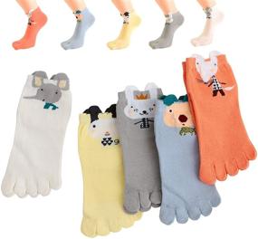 img 4 attached to 🧦 TESOON Kids-Children Cotton Toe Socks - 5 Pairs with Cartoon Patterns
