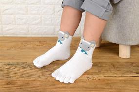 img 1 attached to 🧦 TESOON Kids-Children Cotton Toe Socks - 5 Pairs with Cartoon Patterns