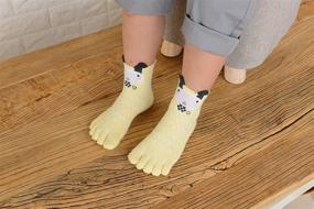 img 3 attached to 🧦 TESOON Kids-Children Cotton Toe Socks - 5 Pairs with Cartoon Patterns