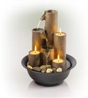 alpine corporation wct202 tiered column tabletop fountain with 3 candles - elegant brown design, 11 inches tall logo