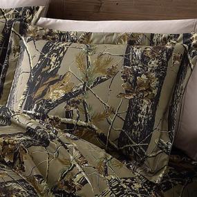 img 1 attached to 🌲 Salem Cabin Lodge Forest Woods Comforter Set - Nature Camo Tree Leaves Print Soft Microfiber Bedding - Natural, Twin