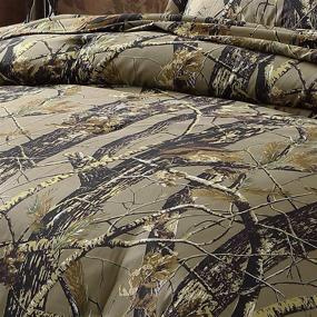 img 2 attached to 🌲 Salem Cabin Lodge Forest Woods Comforter Set - Nature Camo Tree Leaves Print Soft Microfiber Bedding - Natural, Twin