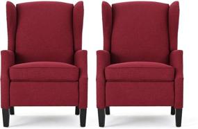 img 4 attached to 🪑 Set of 2 Christopher Knight Home Ellyn Fabric Recliners in Deep Red with Dark Brown Finish