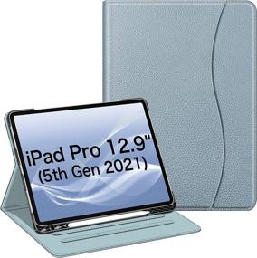 img 4 attached to 📱 Fintie Folio Case for iPad Pro 12.9" 5th Gen 2021 - Frozen Blue: Smart Stand, Pencil Holder, Auto Sleep/Wake - Compatible with 2020 4th Gen & 2018 3rd Gen