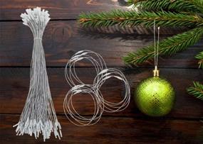 img 2 attached to 200pcs Silver Christmas Ornament Hooks Hangers with Precut Hanging Ribbon and Snap Fastener - Ideal for Decorating Christmas Trees