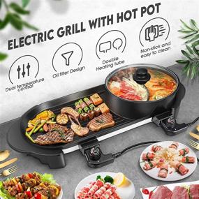 img 3 attached to Versatile Electric Indoor Hot Pot & Korean BBQ Grill Combo - Perfect for 2-12 People!